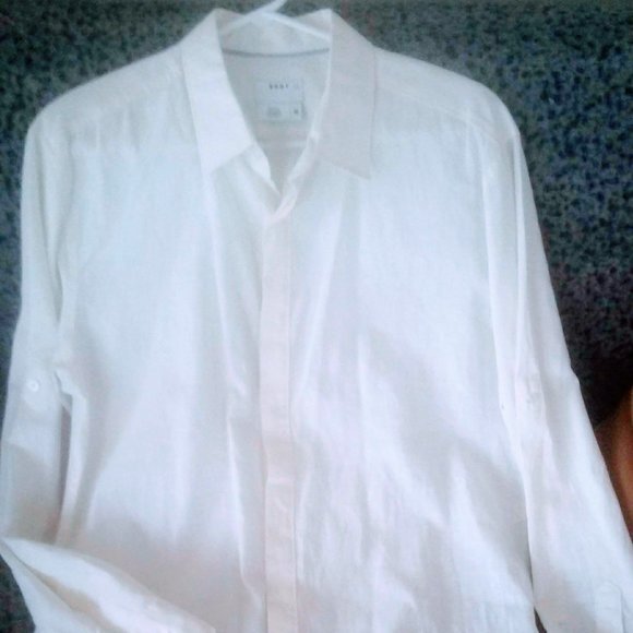 VINTAGE🏵️ DKNY IVORY CREAM LINEN COTTON SHIRT BLOUSE - Picture 1 of 8